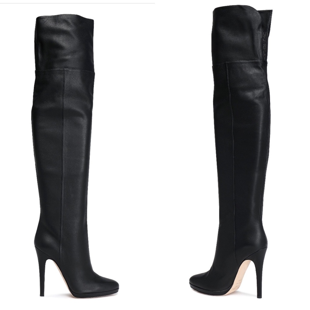 JIMMY CHOO Giselle 120 Leather over-the-knee Boots Black